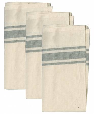 Aunt Martha's Retro Vintage Style Stripe Green & Yellow Kitchen Dish Tea Towels Set of 3