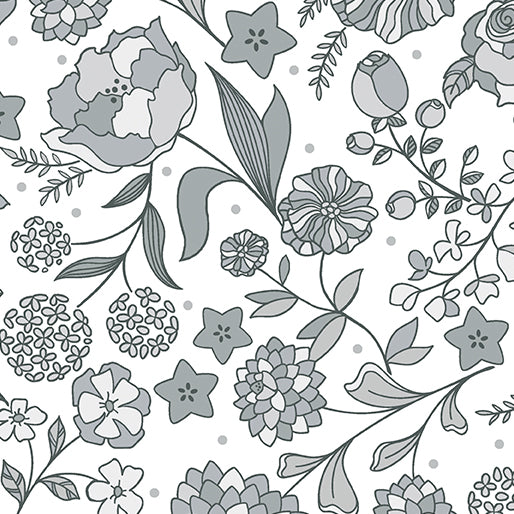 Benartex - Botanica - Feature Black/White floral