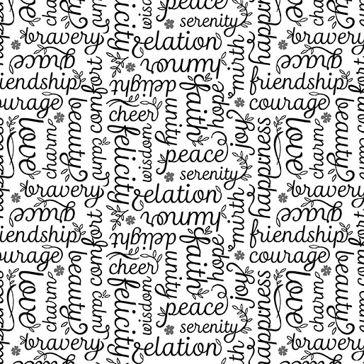 Benartex - Botanica - Script Black/White 13685-14