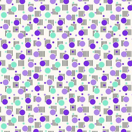 Henry Glass - Nana Mae 8 - Cream/Purple Retro Dots