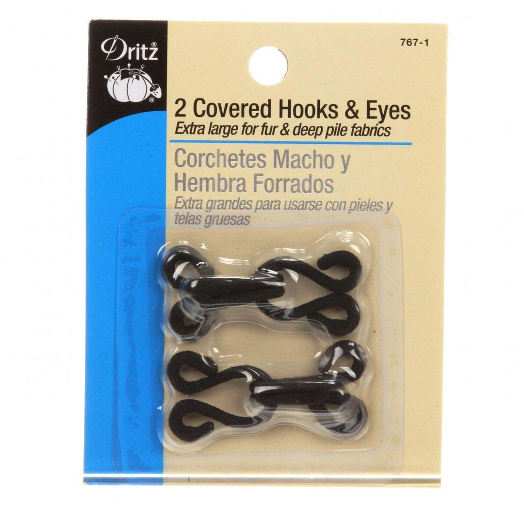 Bag - Covered Hooks & Eyes - Black 2ct