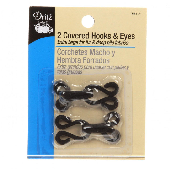 Bag - Covered Hooks & Eyes - Black 2ct