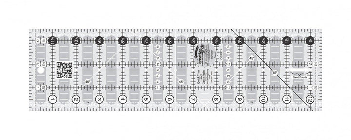 Ruler - Creative Grid - Quick Trim Ruler 3-1/2in X 12-1/2in Rectangle Quilt Ruler