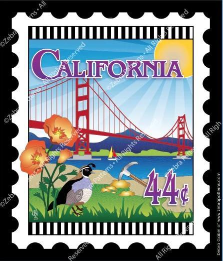 Zebra - Mini Postage Stamp - California