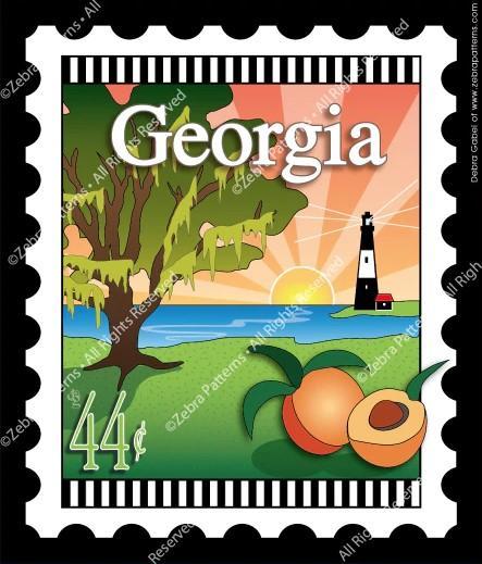Zebra - Mini Postage Stamp - Georgia
