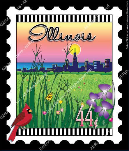 Zebra - Mini Postage Stamp - Illinois