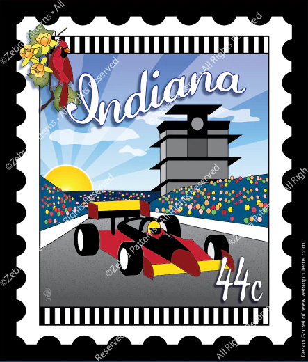Zebra - Mini Postage Stamp - Indiana