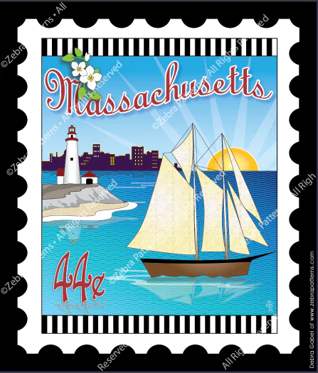 Zebra - Mini Postage Stamp - Massachusetts
