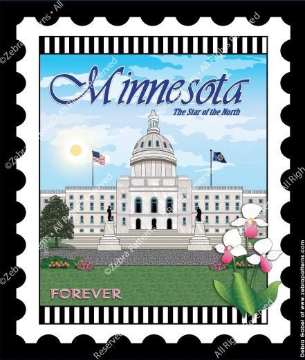 Zebra - Mini Postage Stamp - Minnesota