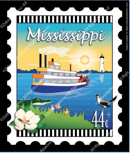 Zebra - Mini Postage Stamp - Mississippi