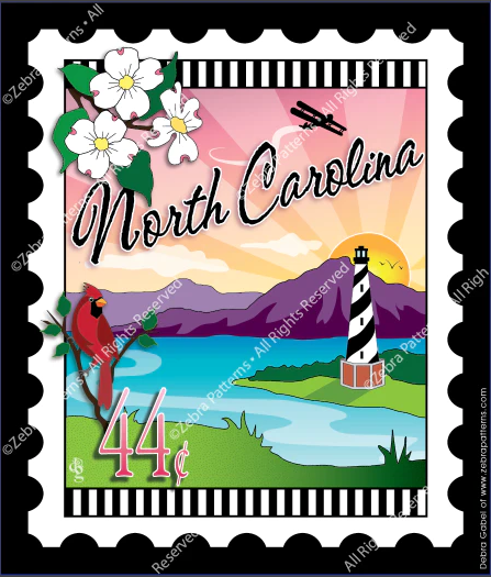 Zebra - Mini Postage Stamp - North Carolina
