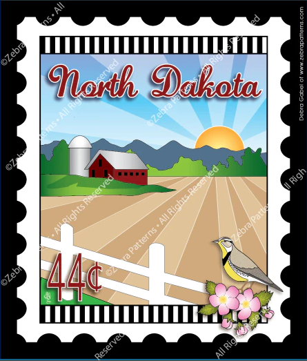 Zebra - Mini Postage Stamp - North Dakota