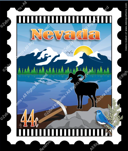 Zebra - Mini Postage Stamp - Nevada
