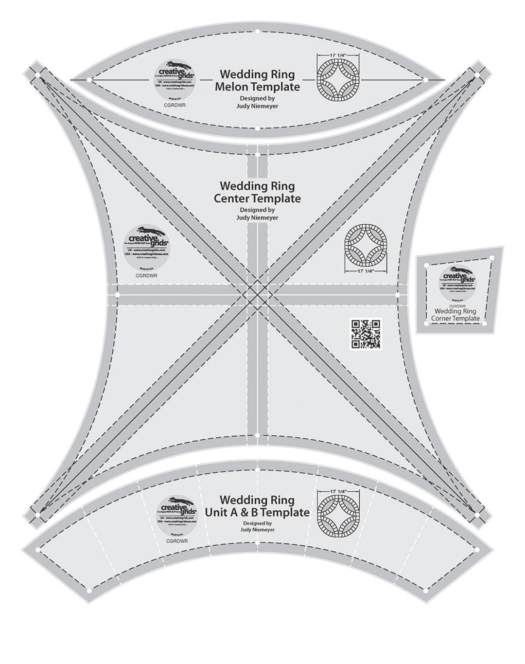 Ruler - Creative Grid - Double Wedding Ring Templates Quilt Ruler