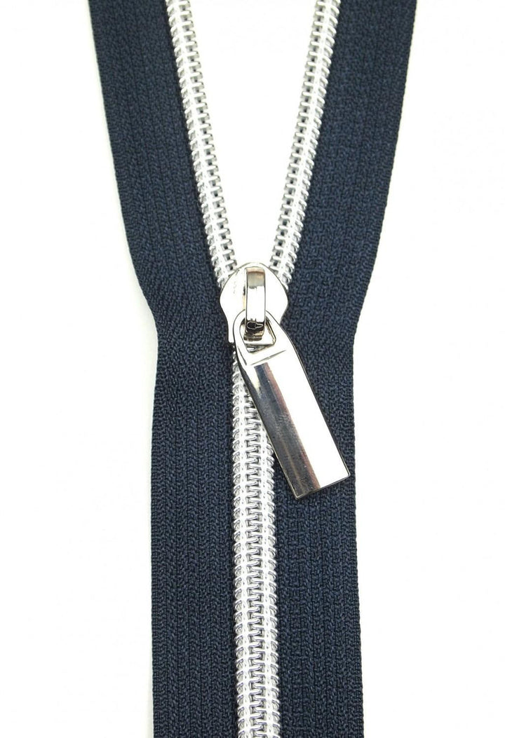 Zipper 3 Yards with 9 pulls - Navy #5 Nylon Nickel Coil