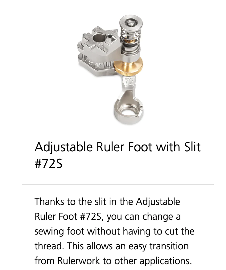 BERNINA Foot - #72S - Adjustable Ruler Foot with Slit