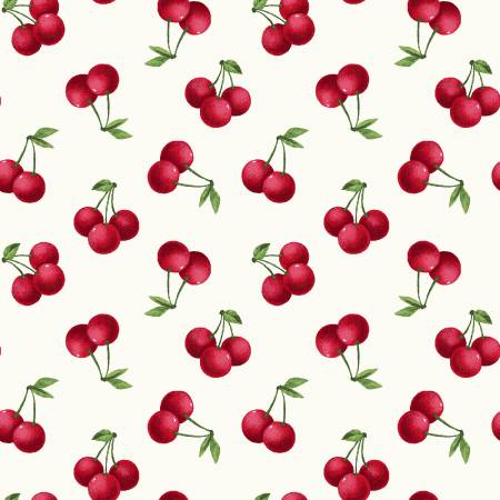 Henry Glass - Cherries Baby - White/Red Tossed Cherries