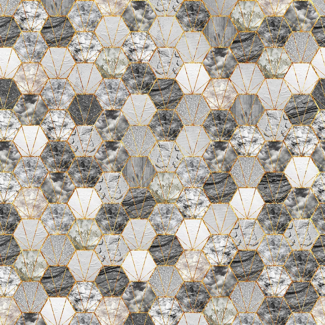 Hoffman - Batik -  Pewter Hexs Backsplash - T4936H-76