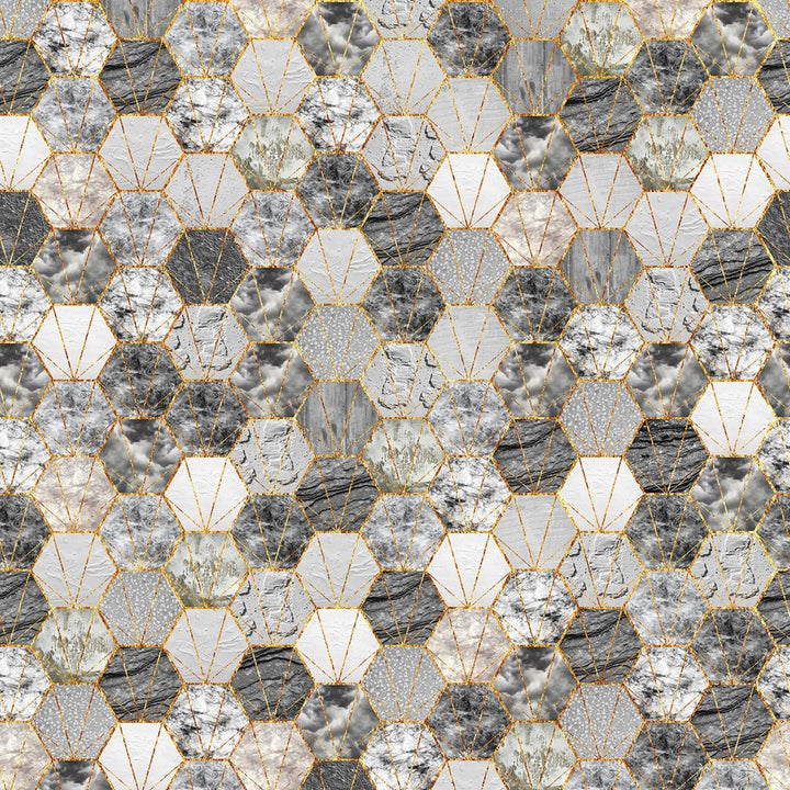 Hoffman - Batik -  Pewter Hexs Backsplash - T4936H-76