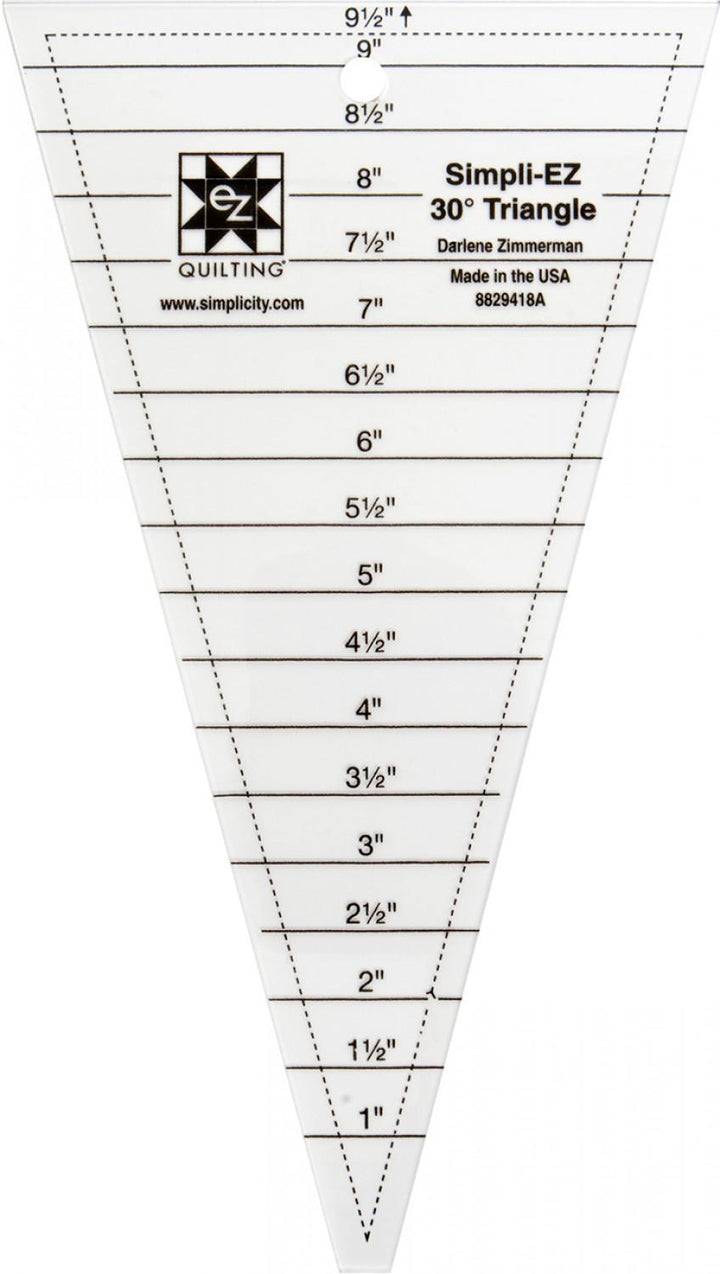 Ruler - EZ Quilting - Simpli-EZ 30 degree Triangle 9-1/2in Ruler