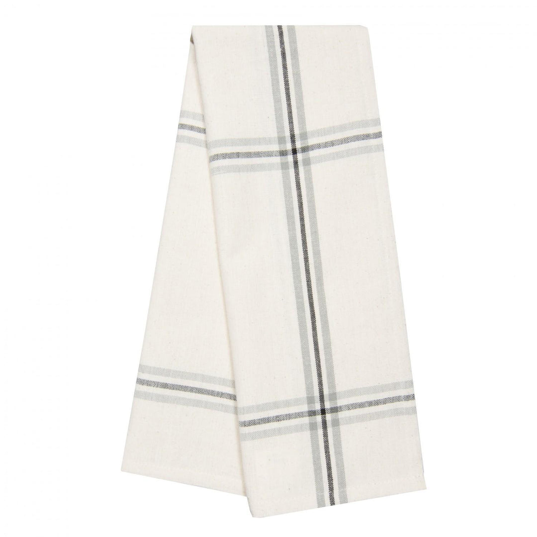 Tea Towel -  Windowpane Large Black/Gray on Off White