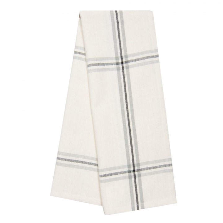 Tea Towel -  Windowpane Large Black/Gray on Off White