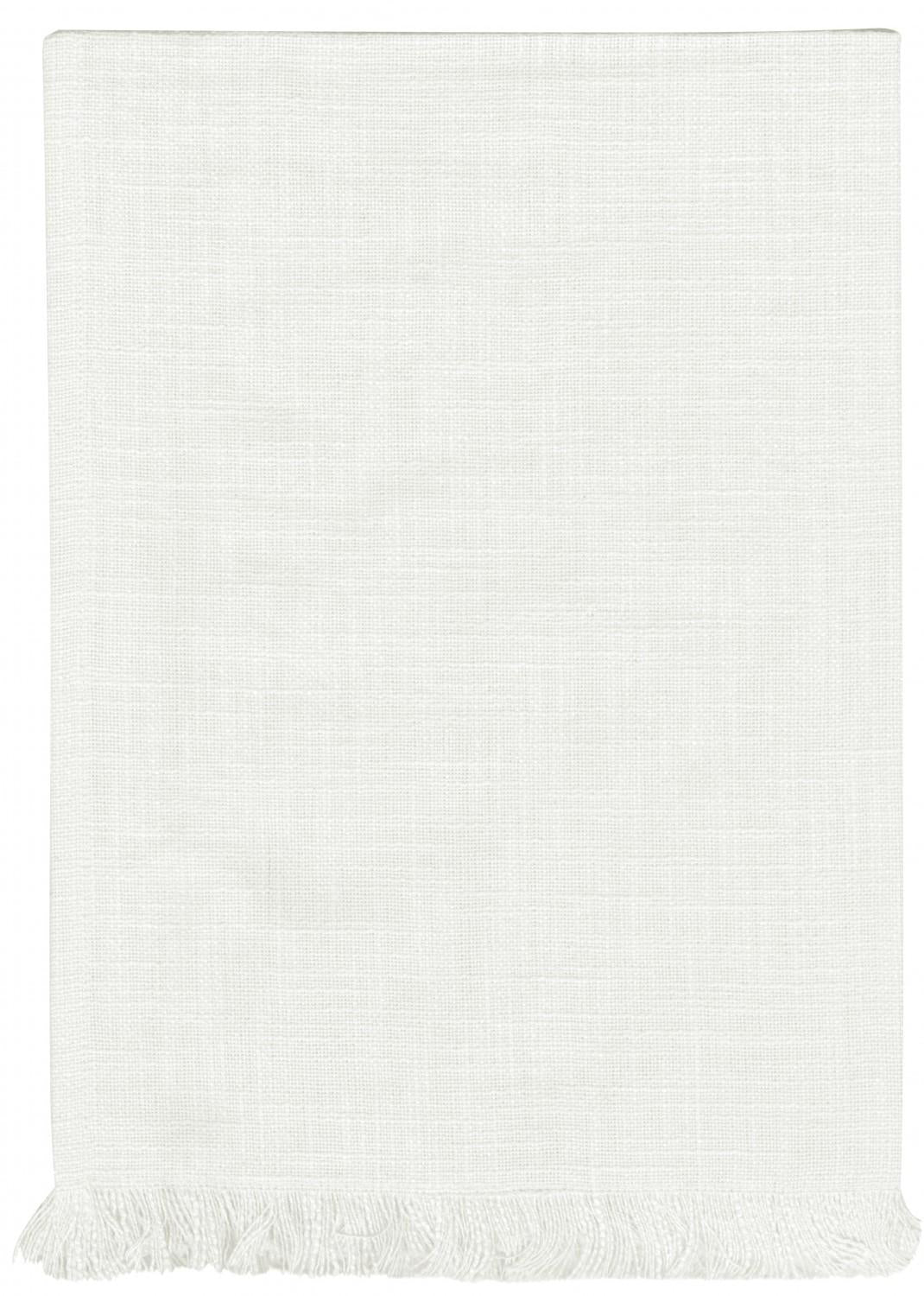 Tea Towel - Solid - White with Fringe