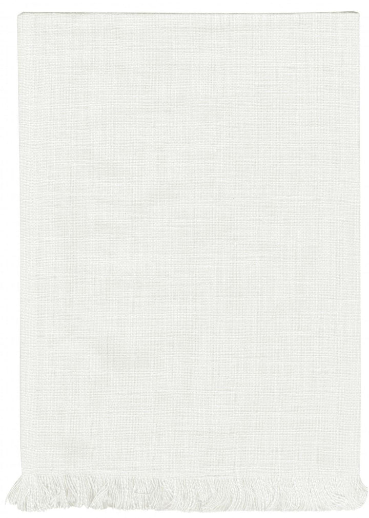 Tea Towel - Solid - White with Fringe