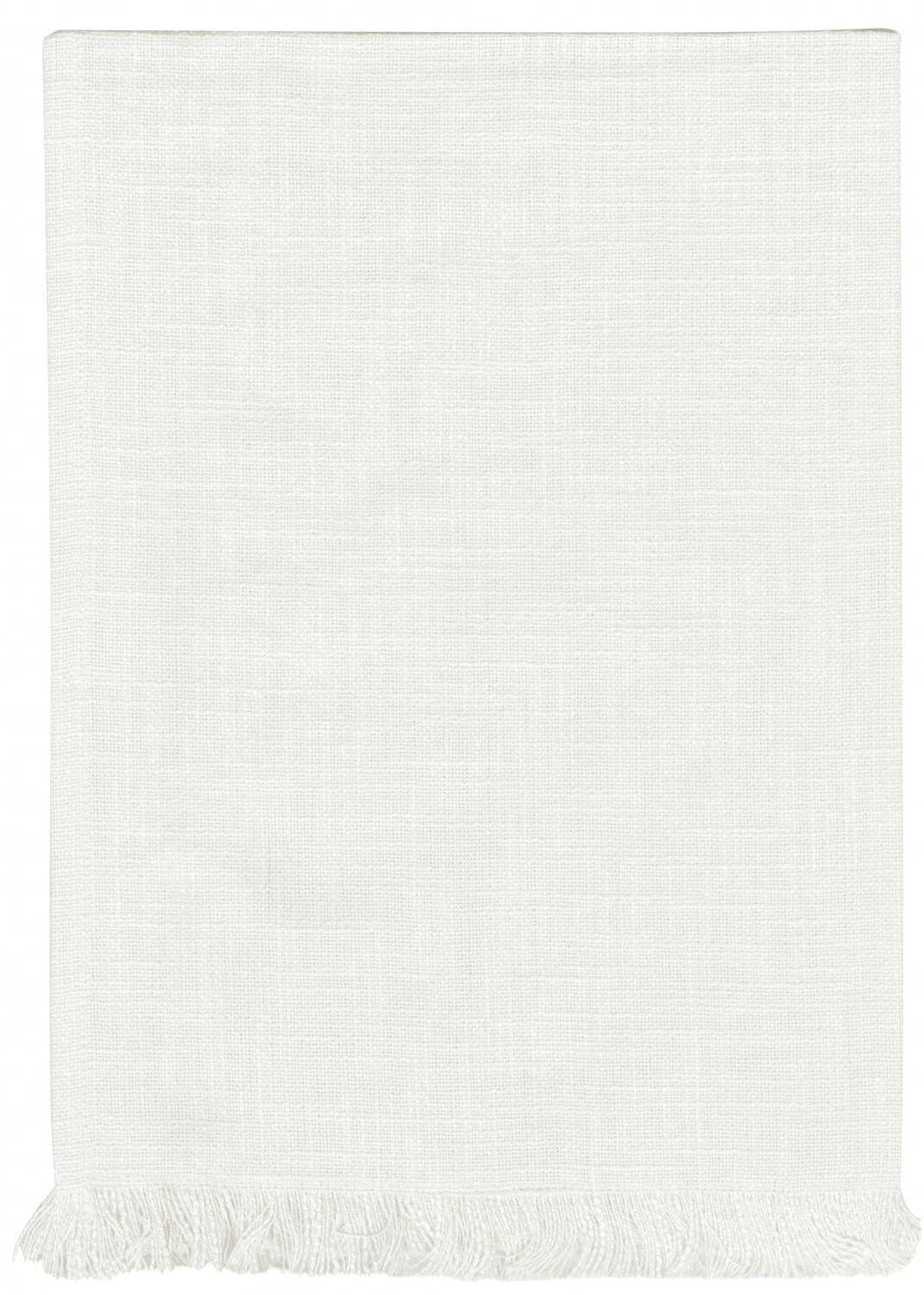 Tea Towel - Solid - White with Fringe