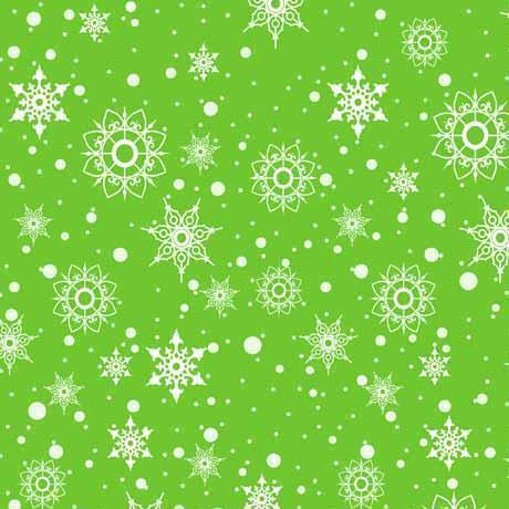 Quilting Treasures - Snowman Follies - Snowflake Toss Green