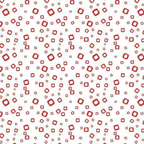 Quilting Treasures - Snowman Follies - White with Red Square Geo