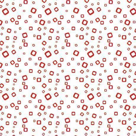 Quilting Treasures - Snowman Follies - White with Red Square Geo