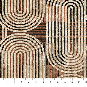 Northcott - Stonehenge Retro Vibes - Groovy Rust Multi