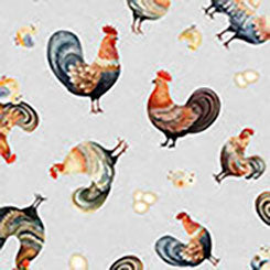 Quilting Treasures - Poultry In Motion - Hens & Chicks Gray