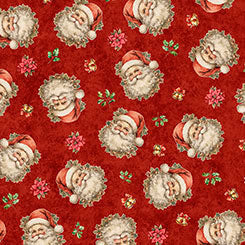 Quilting Treasures - Holly Jolly - Santa Portraits Brick