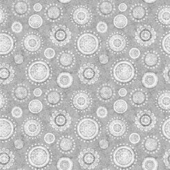 Quilting Treasures - Holly Jolly - Medallions Gray