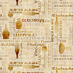 Quilting Treasures - Cork & Barrel - Wine Bottles and Words Tonal