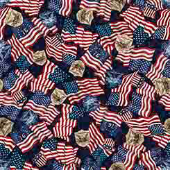 Quilting Treasures - 1776 - American Flags & 250 Crest