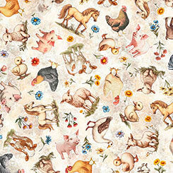 Quilting Treasures - Lil Farmers - Farm Animals Tossed