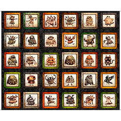 Panel - Quilting Treasures - A Haunting We Will Go - Halloween Monster Picture Patches
