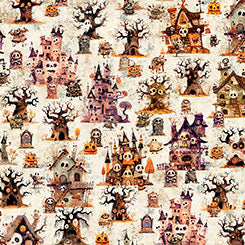 Quilting Treasures - A Haunting We Will Go - Haunted Landscape Cream