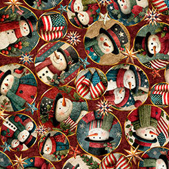 Quilting Treasures - All American Snowman - Circle Vinettes Brick