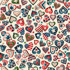 Quilting Treasures - All American Snowman - Hearts cream