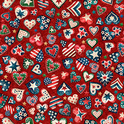 Quilting Treasures - All American Snowman - Hearts red