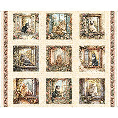Panel - Quilting Treasures - Purrfect Garden