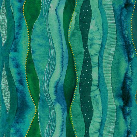 Windham - Ebb & Flow - Emerald Cascade w/Metallic Digitally Printed