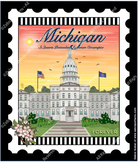 Zebra - Mini Postage Stamp - Michigan