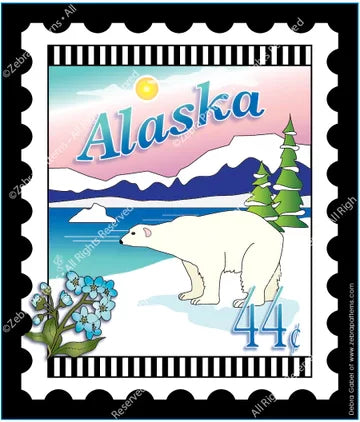 Zebra - Mini Postage Stamp - Alaska