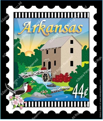 Zebra - Mini Postage Stamp - Arkansas