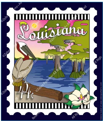 Zebra - Mini Postage Stamp - Louisianna